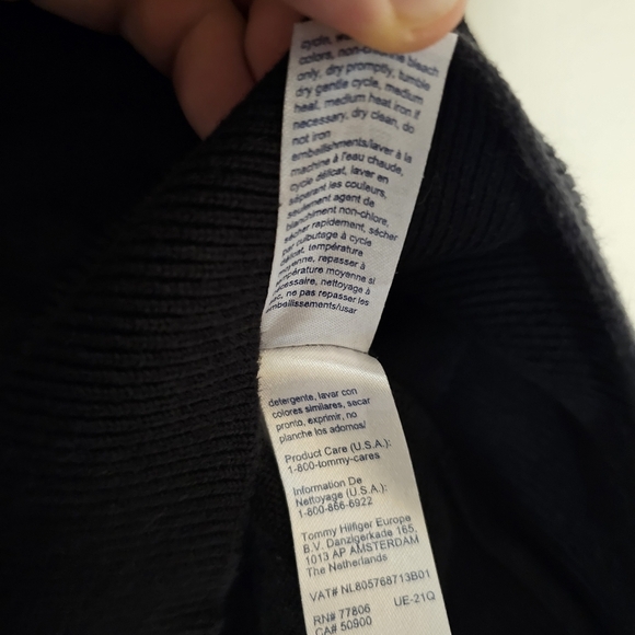 Tommy Hilfiger Black Sweater Collared Quarter Zip Size Large - Picture 6 of 7